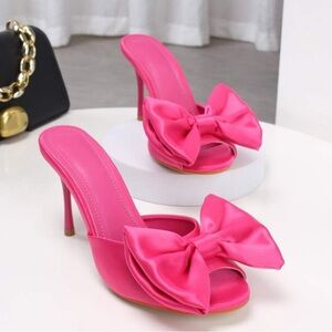 STILETTO Bow Mules Sandals NWT